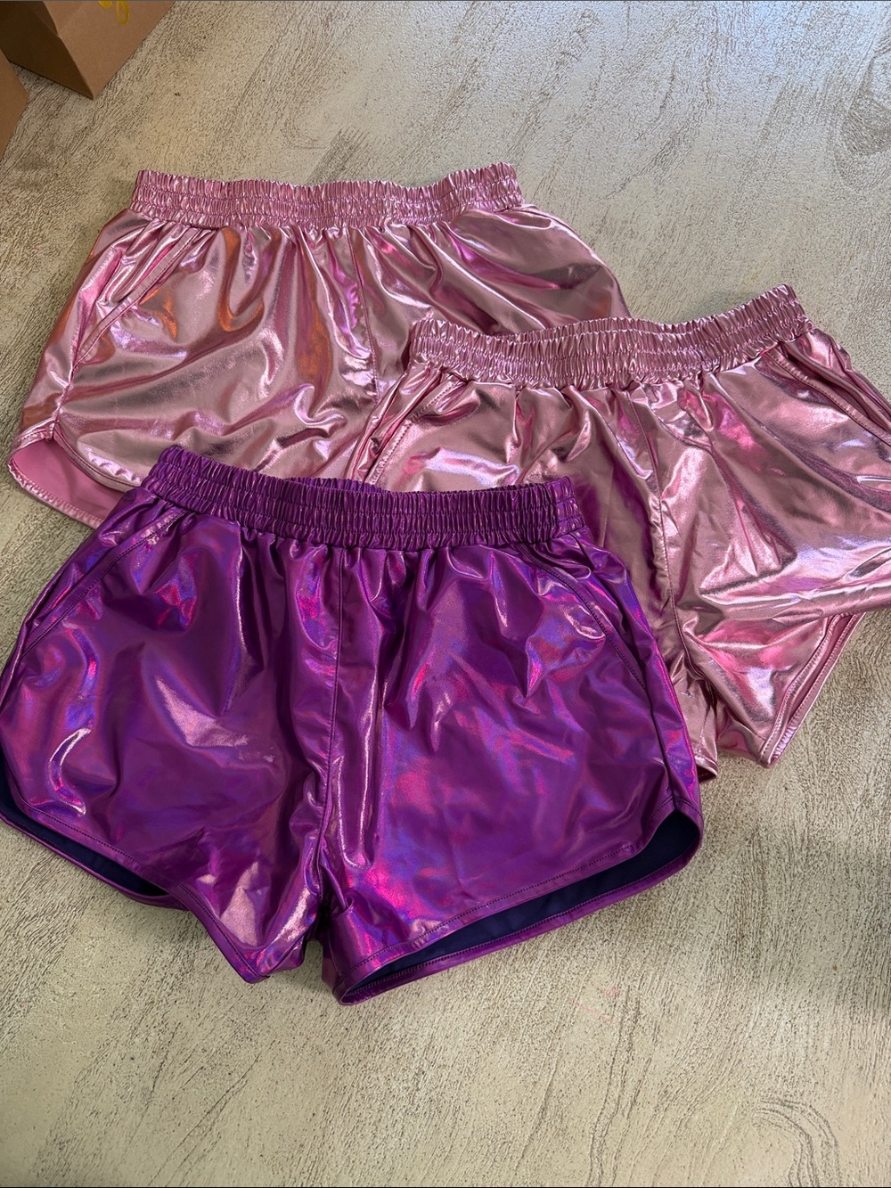 Metallic Pink & Purple Girls Shorts 12/13- set of 3